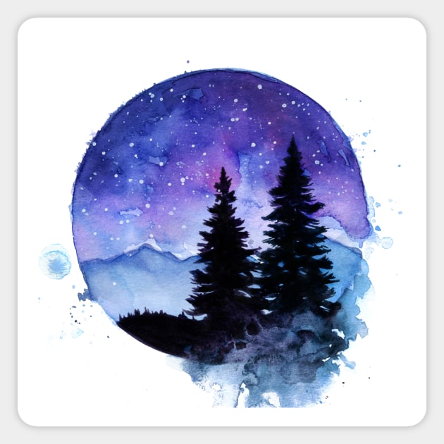 Watercolor Starry Night Sticker by ArtsyDenise